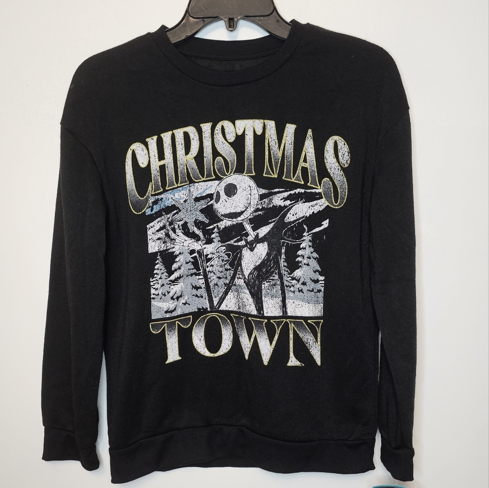 Disney Nightmare Before Christmas Jack Skellington Black Sweatshirt Sz 14 NWT